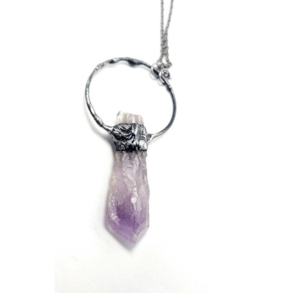 Gothic Amethyst crystal Necklace handmade ooak jewelry - Picture 7 of 8
